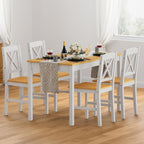 DlandHome 5 Piece Dining Table Set, Wood Kitchen Table with 4 Chairs for Dining Room, Apartment, Breakfast Nook, Solid Wood Farmhouse Dinner Table Set, Natural White