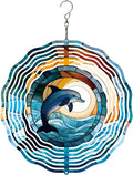 Metal 3D Wind Spinners Outdoor Dolphin Decorations Hanging, Festive Gifts for Women Mom Grandma, 25cm/ 9.84in 3D Wind Spinners for Garden Decor for Patio,Yard,Outdoor