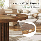 Tribesigns 47-Inch Round Dining Table for 4-6, Farmhouse Wood Kitchen Table with Striped Pedestal Base, Circle Wooden Dining Room Furniture for Kitchen Living Room, Dark Brown