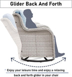 Outdoor Furniture Set: 11 PCS Patio Furniture Set with Outdoor Swivel Rocker Patio Chairs, Light Beige/Light Blue