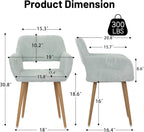 KCC Small Modern Dining Room Arm Chairs for Kitchen 1 PC,Blue | Mid-Century Upholstered Corduroy Fabric Side Seat Club Guest with Metal Tube Legs