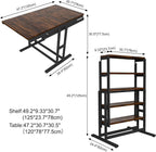 Convertible Dining Table, Multipurpose Mahogany Storage Shelf, 2 in 1 Bookshelf to Kitchen Table, Space Saving Transformer Shelf Table for Dining Room, Living Room (Rustic Brown, 47.2 Inch)