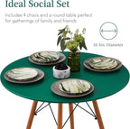 Best Choice Products 5-Piece Dining Set, Compact Mid-Century Modern Table & Chair Set for Home, Apartment w/ 4 Chairs, Plastic Seats, Wooden Legs, Metal Frame - Dark Green/Walnut