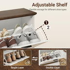 SoBuy Narrow Shoe Bench with Flip Drawers - Slim White Entryway Shoe Storage Bench for Small Spaces, Modern Shoe Cabinet Organizer for Hallway or Foyer, Compact Wooden Shoe Rack, FSR217-WN
