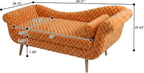 ERYE Upholstered Left Facing Chaise Lounge Chair W/Scroll Arms and Wood Legs, Elegant Chaise Lounge Square Pattern Accent Recliner Lounger Sofa for Living Room Bedroom