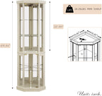 Corner Curio Cabinet, 70" H Lighted Glass Display Cage with Tempered Glass Doors and 5 Adjustable Shelves, Light Bulb Inclued, Wine Bar China Cabinet for Living Room (White)