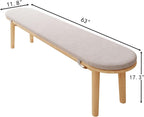 63" Dining Bench Rubber Wood for 6-8 Person,Bedroom Bench,Window Bench,Entryway Bench,Upholstered Bench,with Padded Seat and Solid Wood Leg for Kitchen,Indoor and Hallway,Beige, 63in.