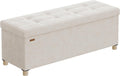 SONGMICS Storage Ottoman Bench with Legs, 43.3 Inches, 30 Gal. (112 L) | Bench with Legs, Velvet, for Living Room, Entryway, Cappuccino Beige and Ink Black, MELISA Collection ULSF0518W02