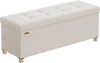 SONGMICS Storage Ottoman Bench with Legs, 43.3 Inches, 30 Gal. (112 L) | Bench with Legs, Velvet, for Living Room, Entryway, Cappuccino Beige and Ink Black, MELISA Collection ULSF0518W02