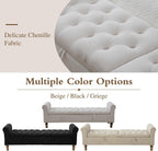 Chifee & Vingol 65" Storage Ottoman Bench Upholstered End of Bed Bench Modern Entryway Benches Double Openings Window Benches for Bedroom Living Room Entryway,Beige