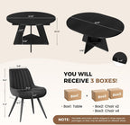Miereirl Extendable Dining Table Set for 4-6, 47.24"-63" Round to Oval Dining Table Set with Upholstered Chairs, Hidden Storage Shelf, Kitchen & Dining Room Furniture for Apartment