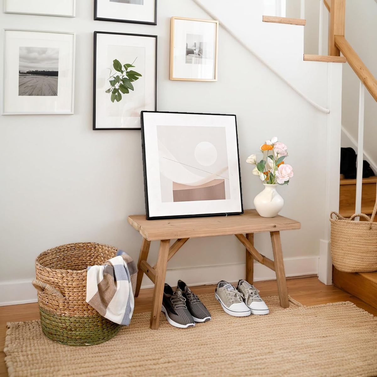 SwallowLiving 30" Solid Wood Entry Bench - Rustic Farmhouse Style Hallway Seating for Living Room, Dining Room Entryway - Handcrafted Natural Finish
