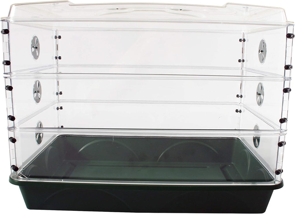 EarlyGrow 95457 24" x 15" x 16.75" Domed Propagator, Green, 3 Side Extenders and Locking Clip Set