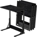 Tatub 24" TV Tray Table Set of 4, Folding C Shaped End Table, Small Sofa Side Laptop Desk for Living Room, Bedroom, Black