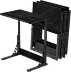 Tatub 24" TV Tray Table Set of 4, Folding C Shaped End Table, Small Sofa Side Laptop Desk for Living Room, Bedroom, Black
