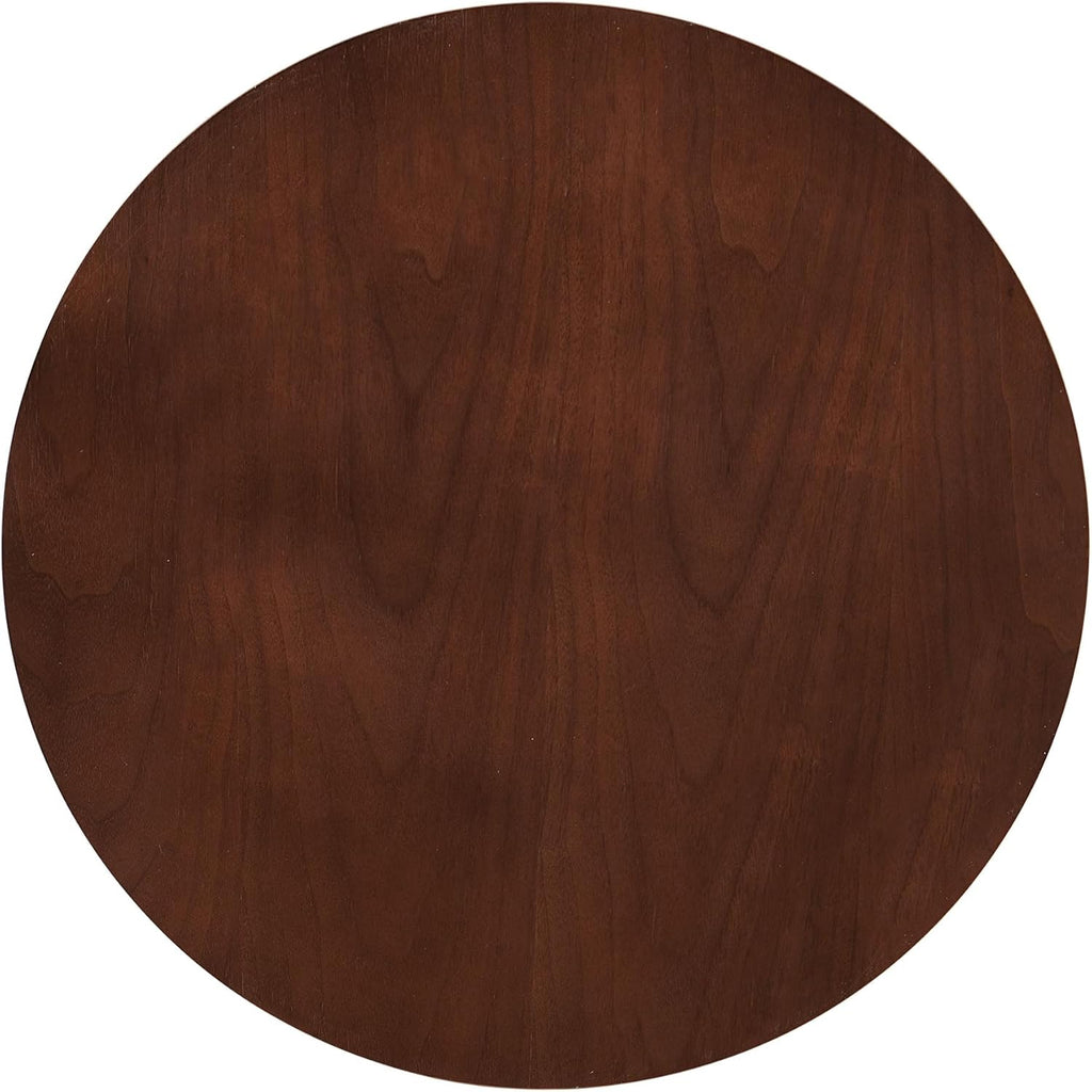 19 Inch Round End Table, Small Accent Pedestal Side Table, Wood Bedside Table for Living Room, Bedroom, Walnut Wood Veneer