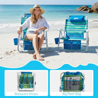 Old Bahama Bay Beach Chairs for Adults, 7-Position Classic Lay Flat Beach Chair Reclining Beach Chair, Portable Aluminum Backpack Beach Chair with Towel Bar & Cooler Bag