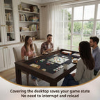MOUMON 63” Board Game Table for 4-6 Players, Gaming & Dining Table with Removable Tabletop and Felt Pad for Poker Card, Dinner, 55” x 29” Play Area, Rectangular, Walnut, 63”W x 37.4”D x 29.7”H
