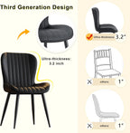 Dining Chairs Set of 6,Black Leather Dining Chair Upholstered,Kitchen Chair,Modern Dining Room Chairs with Black Metal Legs Frame for Restaurant,Dining Room,Cafe