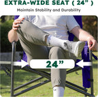 Colegence Oversized Directors Camping Chair Set of 2 Support 600 LBS, Heavy Duty Folding Outdoor Chairs with Side Pocket and Adjustable Side Table for Outside Beach,Lawn,Fishing, Deep Purple