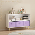 Kids Bookcase with Collapsible Fabric Drawers, Toddler Table and | Multi-purpose kids furniture set for bedroom with collapsible fabric drawers, sturdy MDF board, easy setup, perfect for