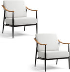 RNKSFX Modern Accent Chairs Set of 2 for Living Room Bedroom Mid Century Arm Chairs Upholstered Office Accent Chairs Comfy Waiting Room Chairs with Metal Frame, Cream White