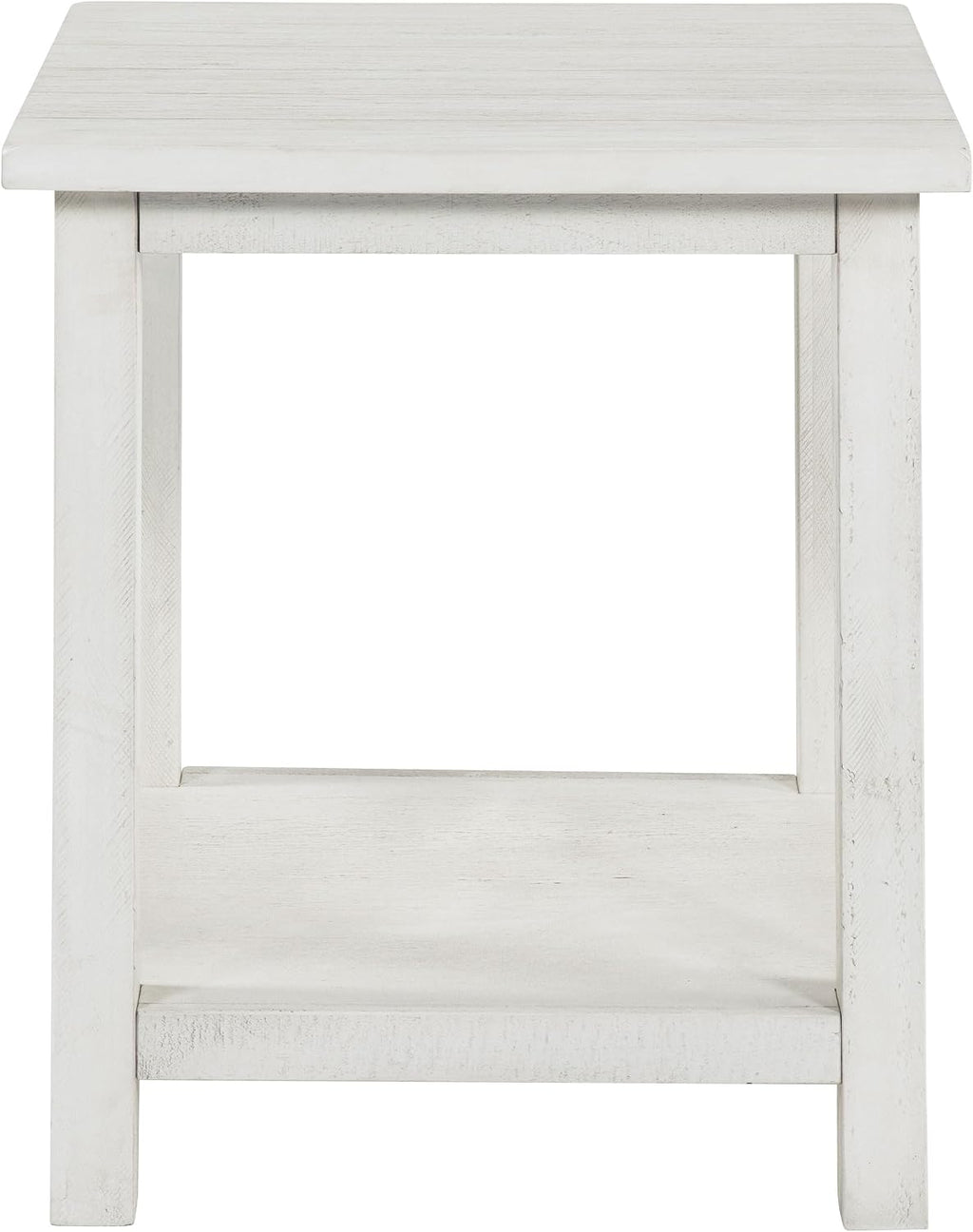 Coaster Home Furnishings - Payne - Wood - Square End Table with Lower Shelf, Open Storage and Rustic Style - Living Room - 20-Inch - White - 710556