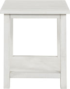 Coaster Home Furnishings - Payne - Wood - Square End Table with Lower Shelf, Open Storage and Rustic Style - Living Room - 20-Inch - White - 710556
