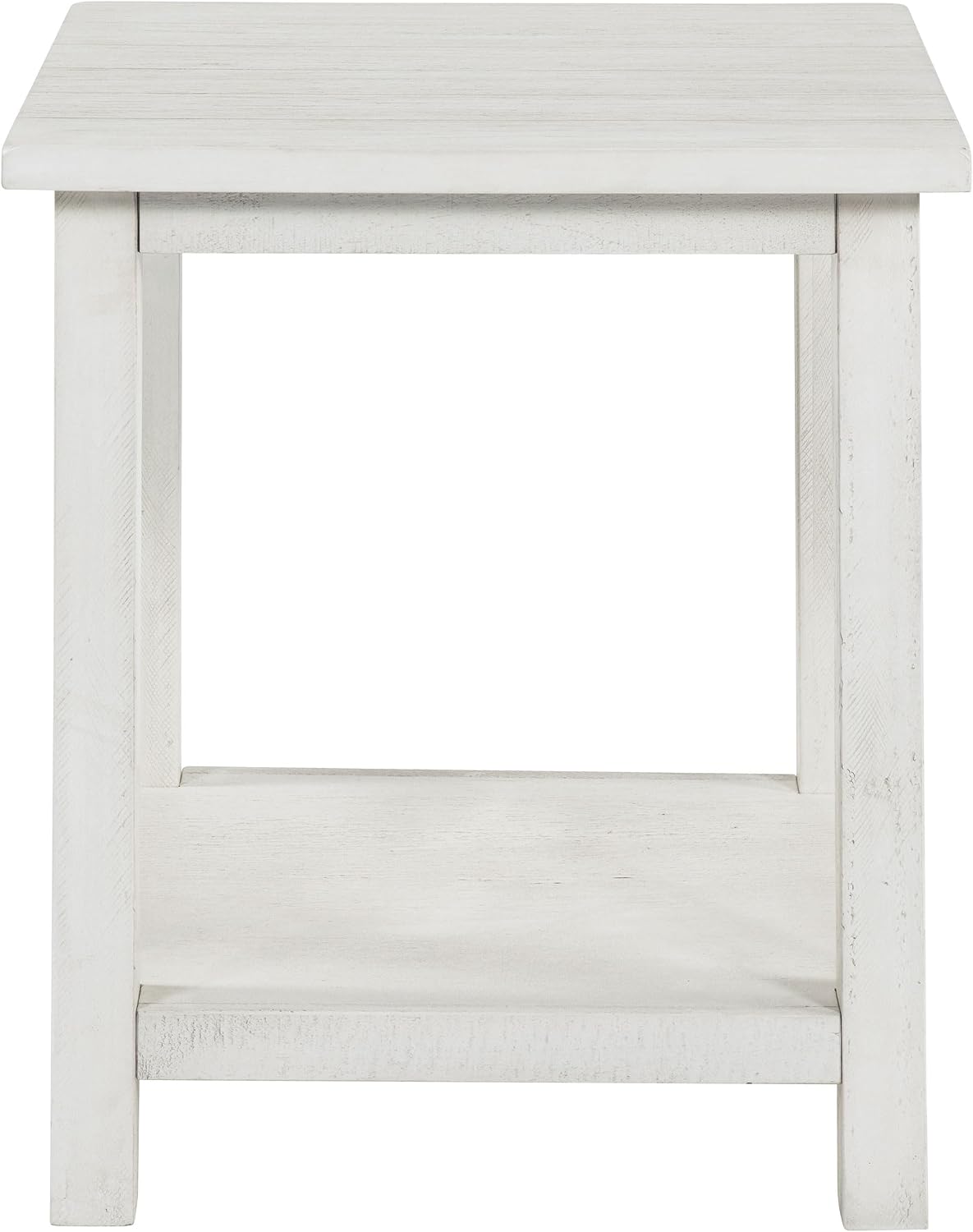 Coaster Home Furnishings - Payne - Wood - Square End Table with Lower Shelf, Open Storage and Rustic Style - Living Room - 20-Inch - White - 710556