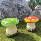Small Mushroom Shape Ottoman, Outdoor Garden Resin Decorative Mushroom Stool, Resin Sculpture Decoration, Patio Decor(Green)