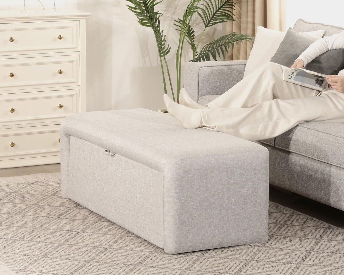 Homebeez 48" Storage Ottoman Bench with Side Opening, Large Ottoman with Storage for Bedroom End of Bed, No Assembly Upholstered Storage Bench & Ottoman Foot Rest for Living Room & Entryway