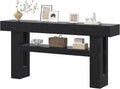 Bigbiglife 63" Fluted Console Table, Black | 2-Tier with Storage Shelves, Narrow Long Wood Design, For Entryway, Living Room, Hallway, Behind Couch or Sofa Table