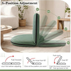 Xuhal Floor Chair with Back Support Adjustable 5 Foldable Position Floor Seat Thick Padded Tatami Seat Flexible Bleacher Recliner for Living Room Beach Bedroom Adults Meditation Reading Gaming(Green)