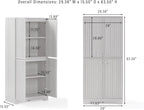 Crosley Furniture Naomi Modern Reeded Kitchen Pantry Storage Cabinet, Dining, Laundry Room, Bathroom, Walnut