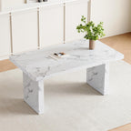 63" Marble Grain Dining Table, Modern Dining Table for 4/6, Dining Room Table?White, Easy Assembly