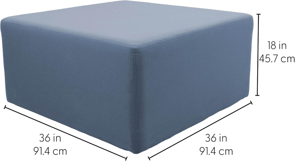 FDP 36" Square Oversized Outdoor Ottoman Featuring Sunbrella Fabric - Weather-Resistant, Fade-Resistant, Fully Assembled Patio Furniture for Backyard or Poolside Seating, 18" H - Canvas Haze
