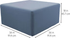 FDP 36" Square Oversized Outdoor Ottoman Featuring Sunbrella Fabric - Weather-Resistant, Fade-Resistant, Fully Assembled Patio Furniture for Backyard or Poolside Seating, 18" H - Canvas Haze