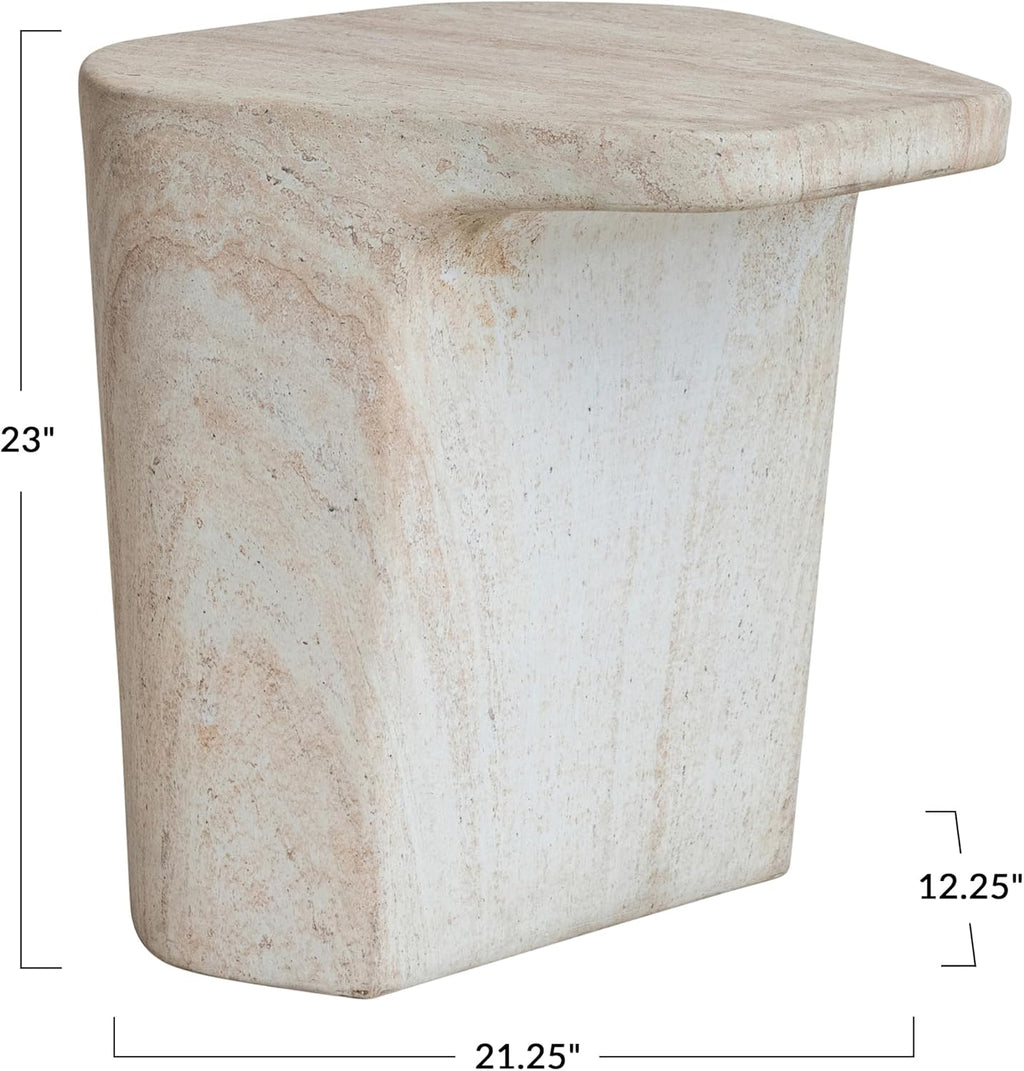 Bloomingville Lightweight Eco Stone Indoor/Outdoor Table, Travertine Finish, Natural