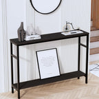 Timberer Narrow Console Table, 47 Inch Sofa Table with Adjustable Shelf | 2-Tier Long Skinny Table for Hallway, Entryway, Living Room, Foyer, Black