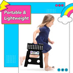 Delxo 13 inch 2 Pack Folding Step Stool, Non-Slip Foldable Stools Up to 300 LBS, Step Stool with Handle, Lightweight Collapsible stools for Kitchen, Bathroom, Bedroom, Garden (Black)