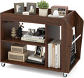 Giantex Rolling End Table with Storage, 3-Tier Side Table with Magazine Rack & Open Shelves, 4 Universal Wheels, Farmhouse Mobile Lateral Filing Cabinet for Study Living Room Bedroom