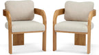 Christopher Knight Home Yorick Modern Dining Chair Set of 2 with Cushion, Solid Wood Dining Room Armchair Set, Curved Backrest Kitchen Side Chair, Living Room Comfy Extra Seat, Natural+Beige