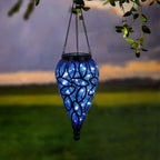Solar Hanging Lantern Lights, Tear-Drop 15-LED – Cool White Outdoor Lights with S-Hooks
