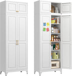 Polup 90" Pantry Cabinet, Tall Metal Storage Cabinet with Doors and Shelves