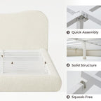 RECCI AirFrame Queen Upholstered Bed Frame with Camelback Curved Headboard