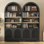 Bestier 71" Tall Arched Kitchen Pantry, Arched Cabinet with Doors, Modern Farmhouse Wood Kitchen Storage Cabinets with 3-Tier Adjustable Shelves, Cupboard for Living Room, Dining Room, Kitchen, Black