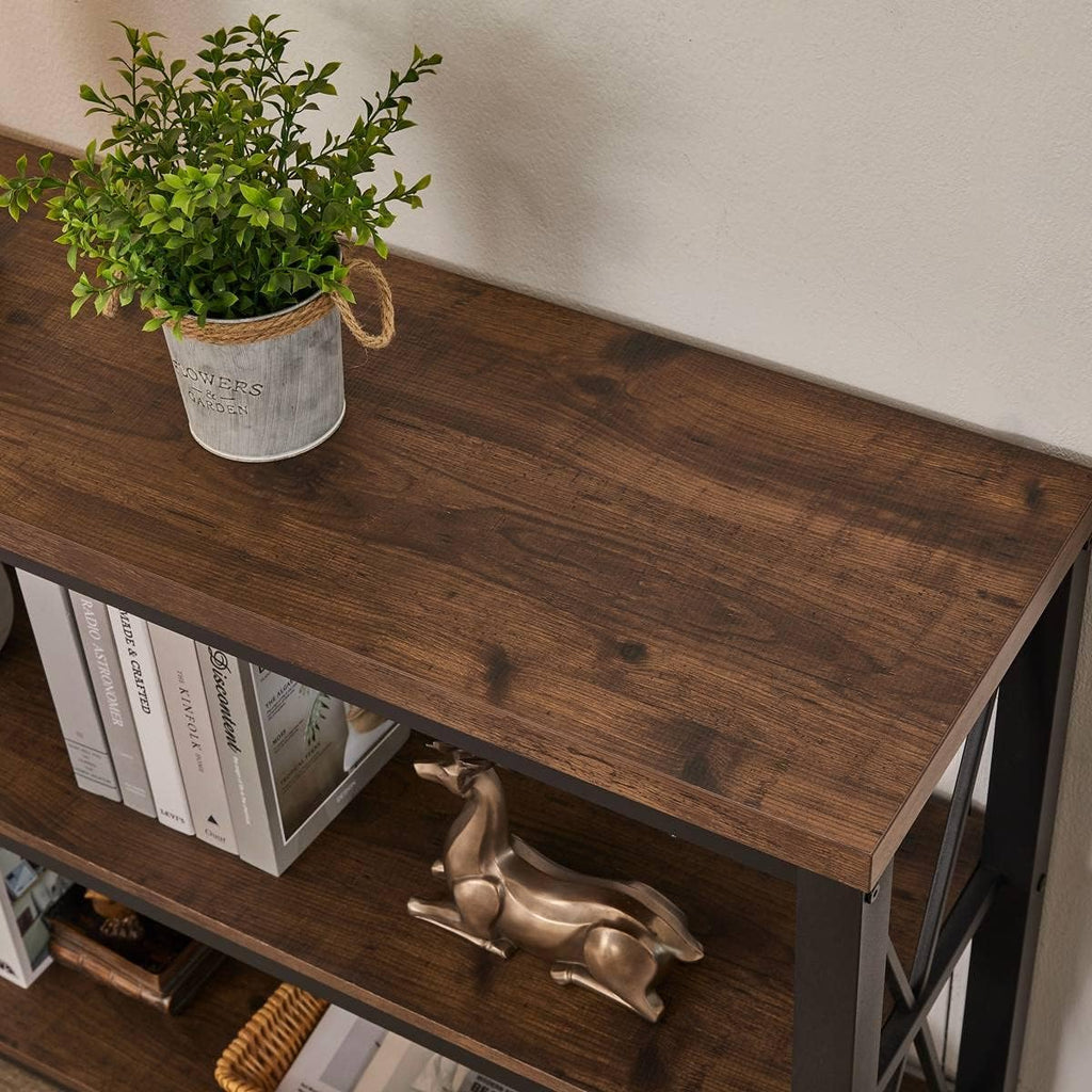 BON AUGURE 47” Narrow Console Table, 3 Tier Sofa Table Behind Couch, Rustic | Entryway Table with 3 Open Shelves, Industrial Steel Frame Entry Tables for Hallway, Foyer, Living Room, or Behind the Couch
