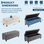 51" Extra Large Storage Ottoman Bench, Supports 660lbs End of Bed Storage Bench with Button-Tufted Upholstery and Safety Close Hinge, Upholstered Bench for Living Room, Bedroom, Entryway - Beige
