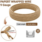 SOUJOY 131ft Upholstery Stay Wire for Sofa Furniture Springs, Paper Wrapped Wire 9 Gauge with 80 Clips, Couch Spring Repair Kit