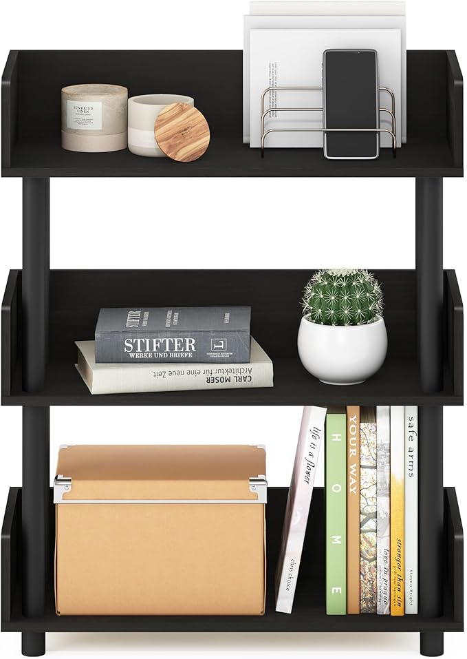 Furinno Turn-N-Tube 3-Tier Freestanding Multipurposes Display Rack, Bookshelf, Espresso